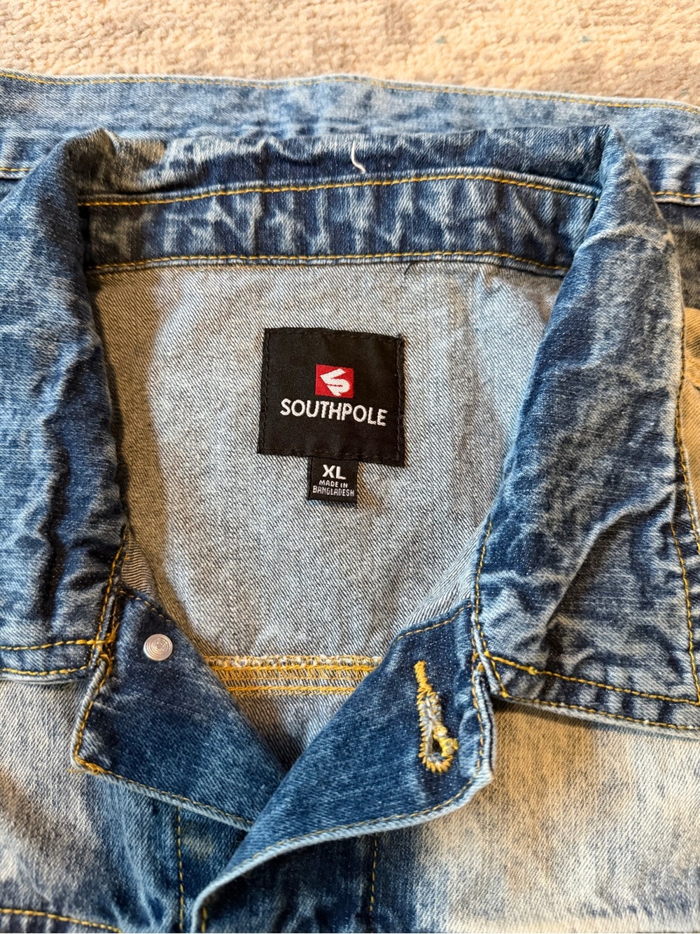 Vintage South Pole Men's Washed Blue Denim Vest Size XL - Picture 3 of 7